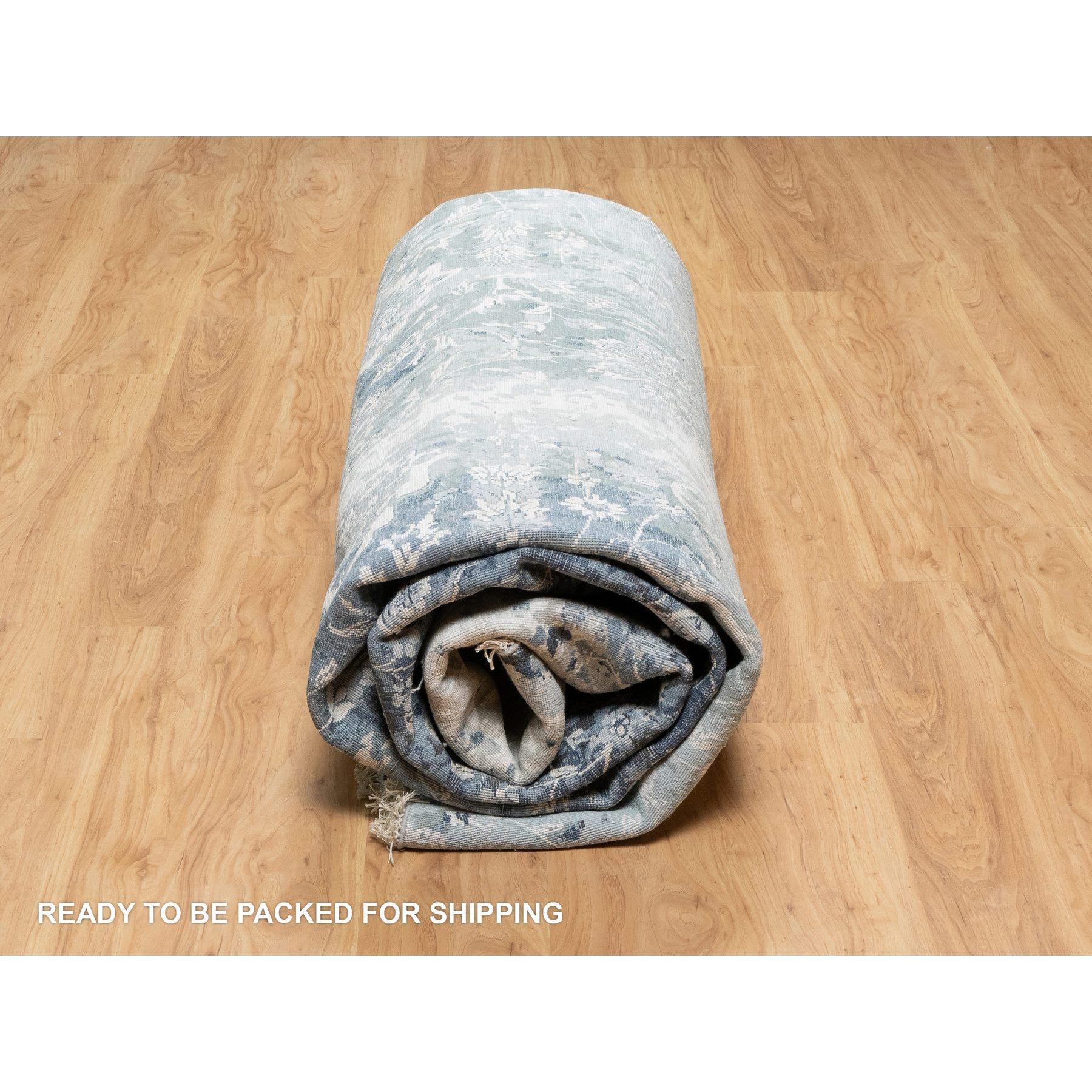12'x12' Gray, Tabriz Design, Wool and Silk Hand Knotted Round Rug For Sale 3