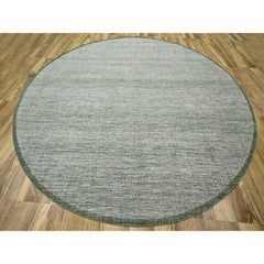 12'x12' Green Oxidized and Distressed Grass Design Hand Knotted Wool Round Rug