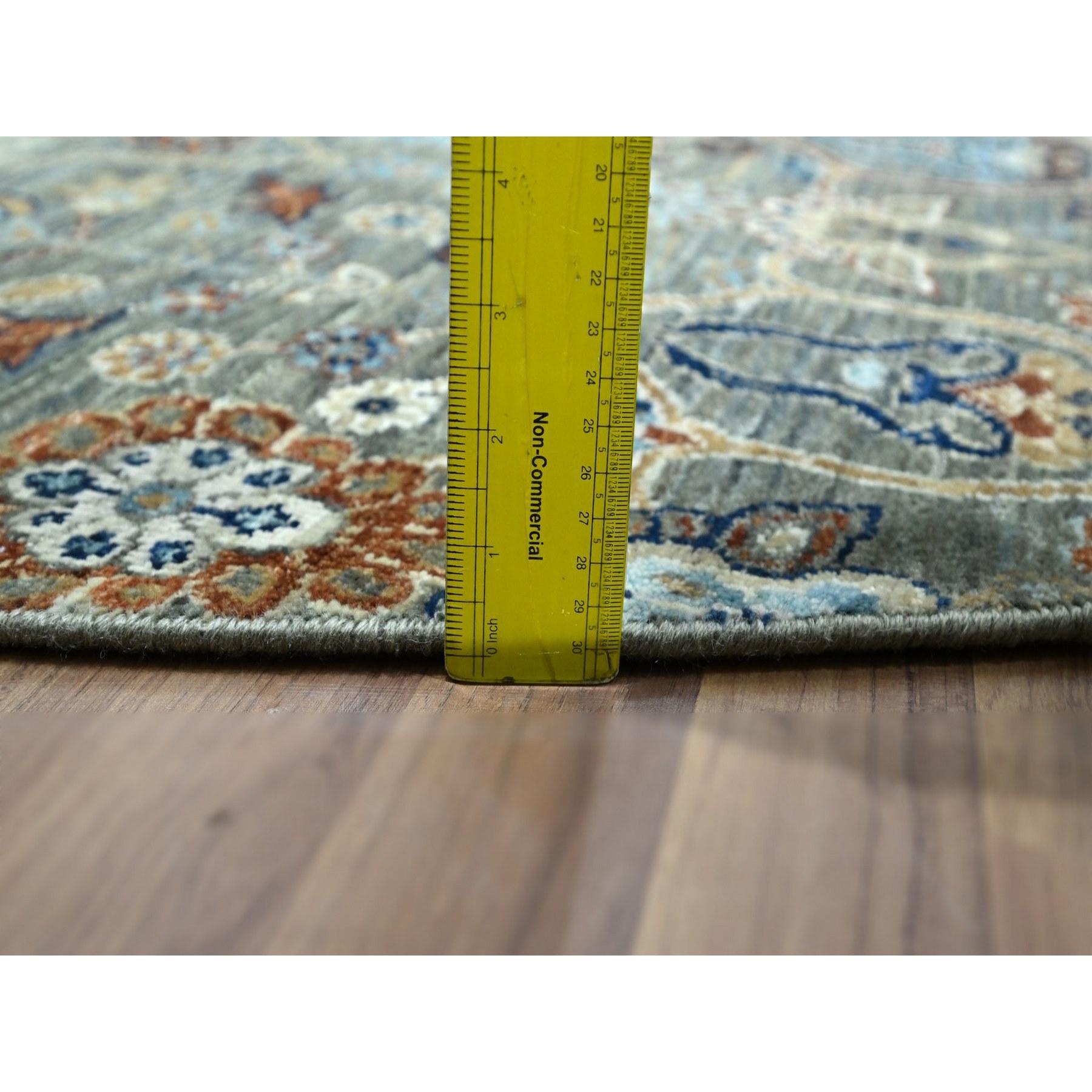 12'x12' Green Trellis Borderless Garden Design Hand Knotsted All Wool Round Rug (Tapis rond en laine) en vente 3