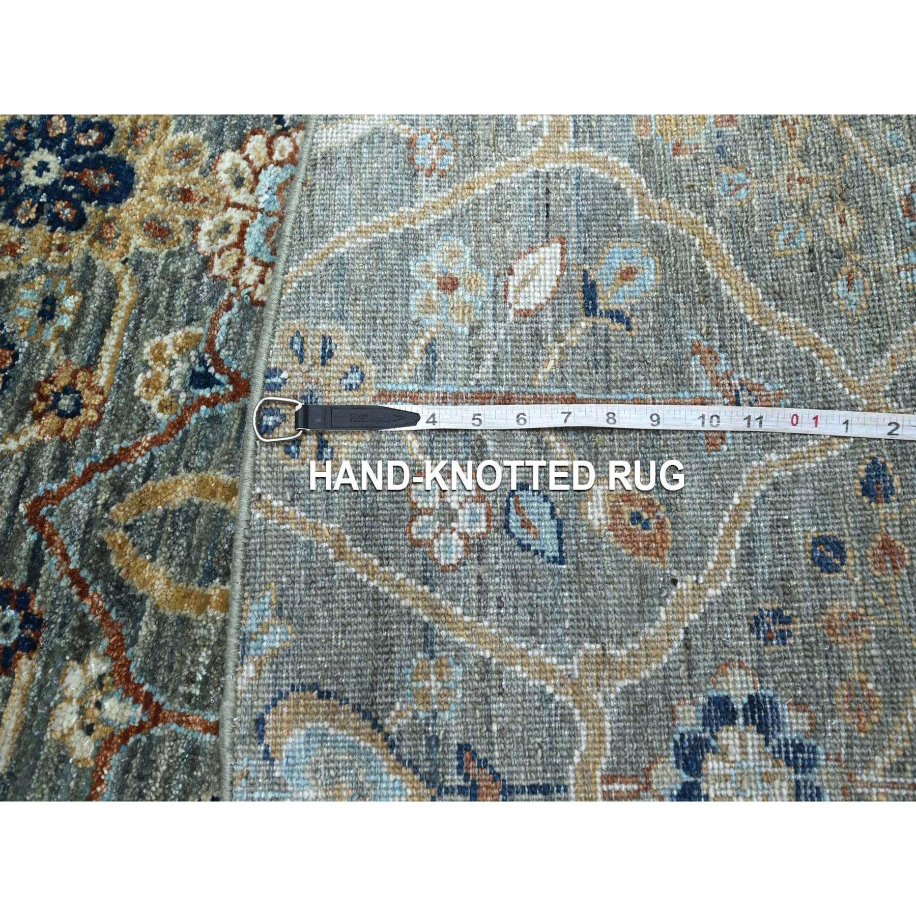 12'x12' Green Trellis Borderless Garden Design Hand Knotsted All Wool Round Rug (Tapis rond en laine) en vente 4