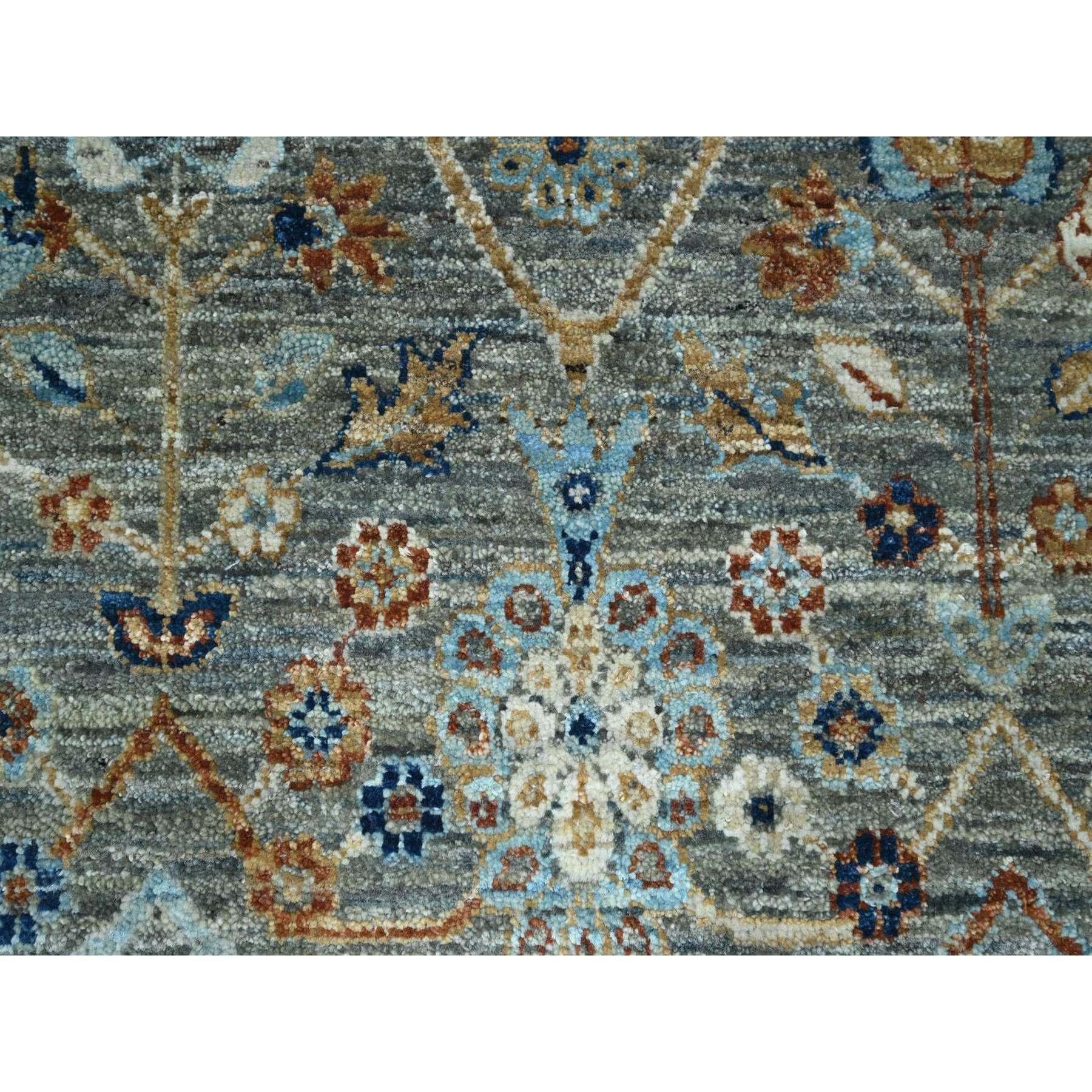 12'x12' Green Trellis Borderless Garden Design Hand Knotsted All Wool Round Rug (Tapis rond en laine) en vente 1