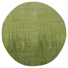 12'x12' Grün Vertikale Ombre Design Handgeknüpft Weiche Wolle Runde Orientteppich