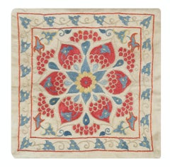 12"x12" Hand Embroidered All Silk Accent Pillow Cover. Traditional Cushion Cover