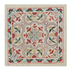 12"x12" Hand Embroidered All Silk Throw Pillow Cover. Traditional Cushion Cover