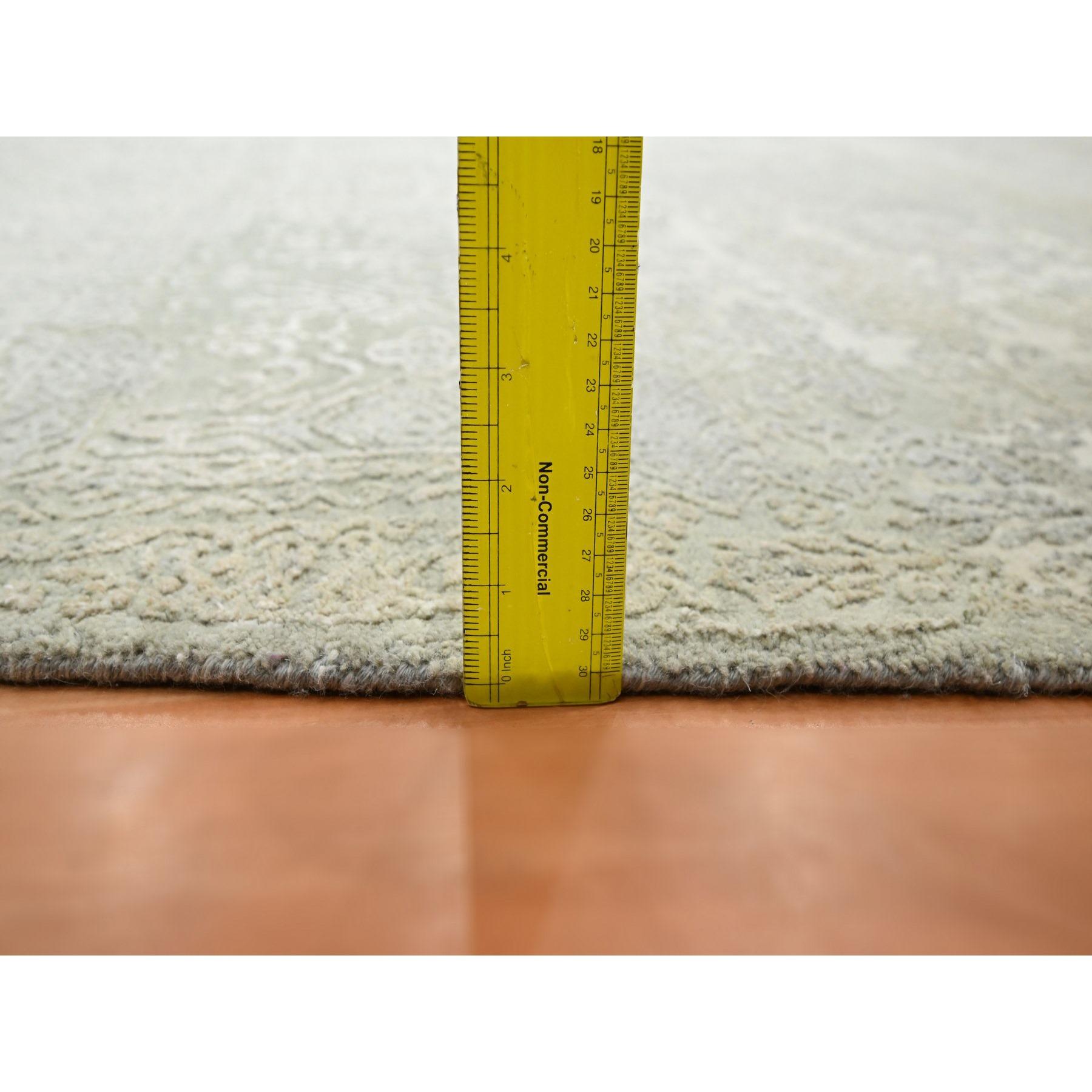 12'x12' Avorio Gioielli Design Lana e Seta annodato a mano Tappeto orientale rotondo in vendita 3