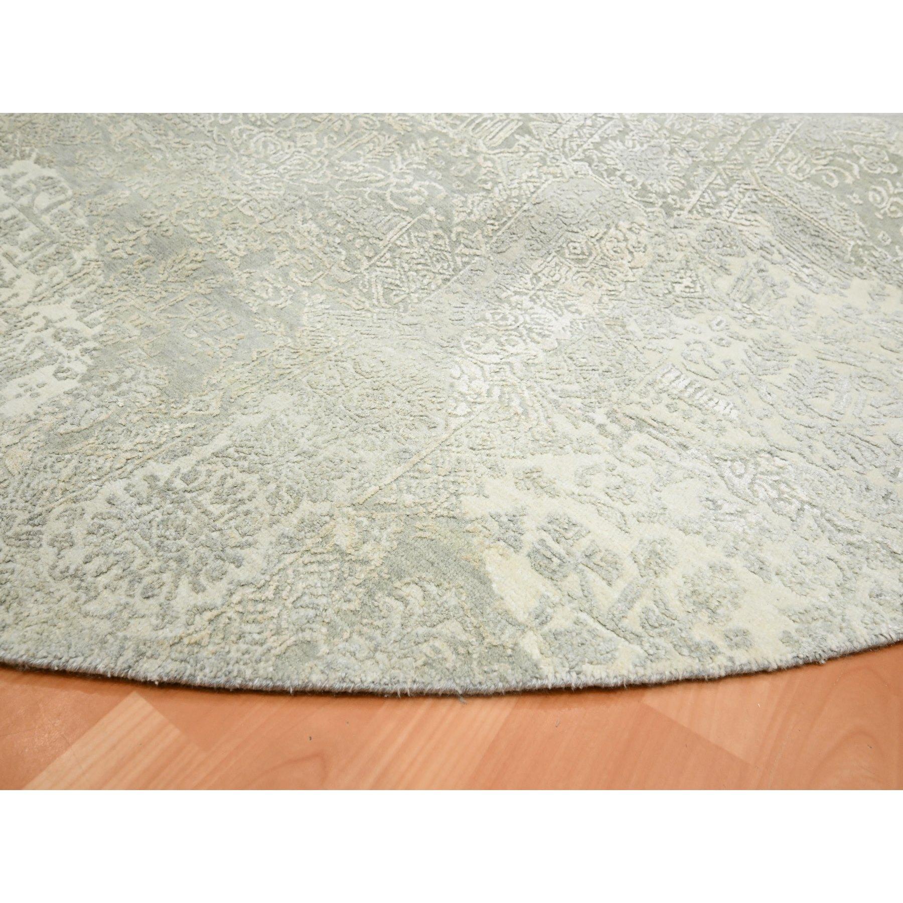 12'x12' Avorio Gioielli Design Lana e Seta annodato a mano Tappeto orientale rotondo In condizioni Nuovo in vendita a Carlstadt, NJ