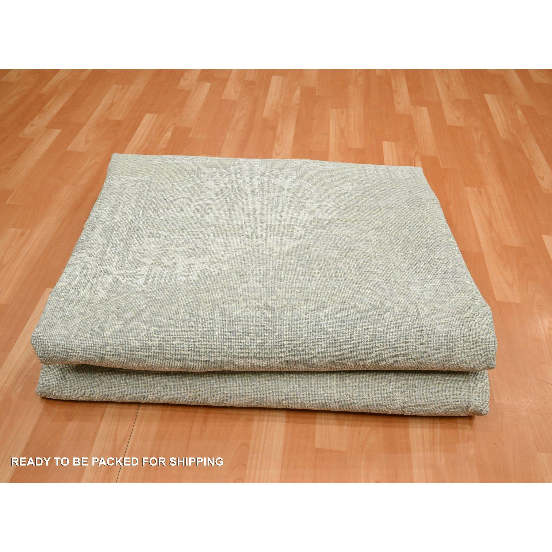 12'x12' Avorio Gioielli Design Lana e Seta annodato a mano Tappeto orientale rotondo in vendita 2