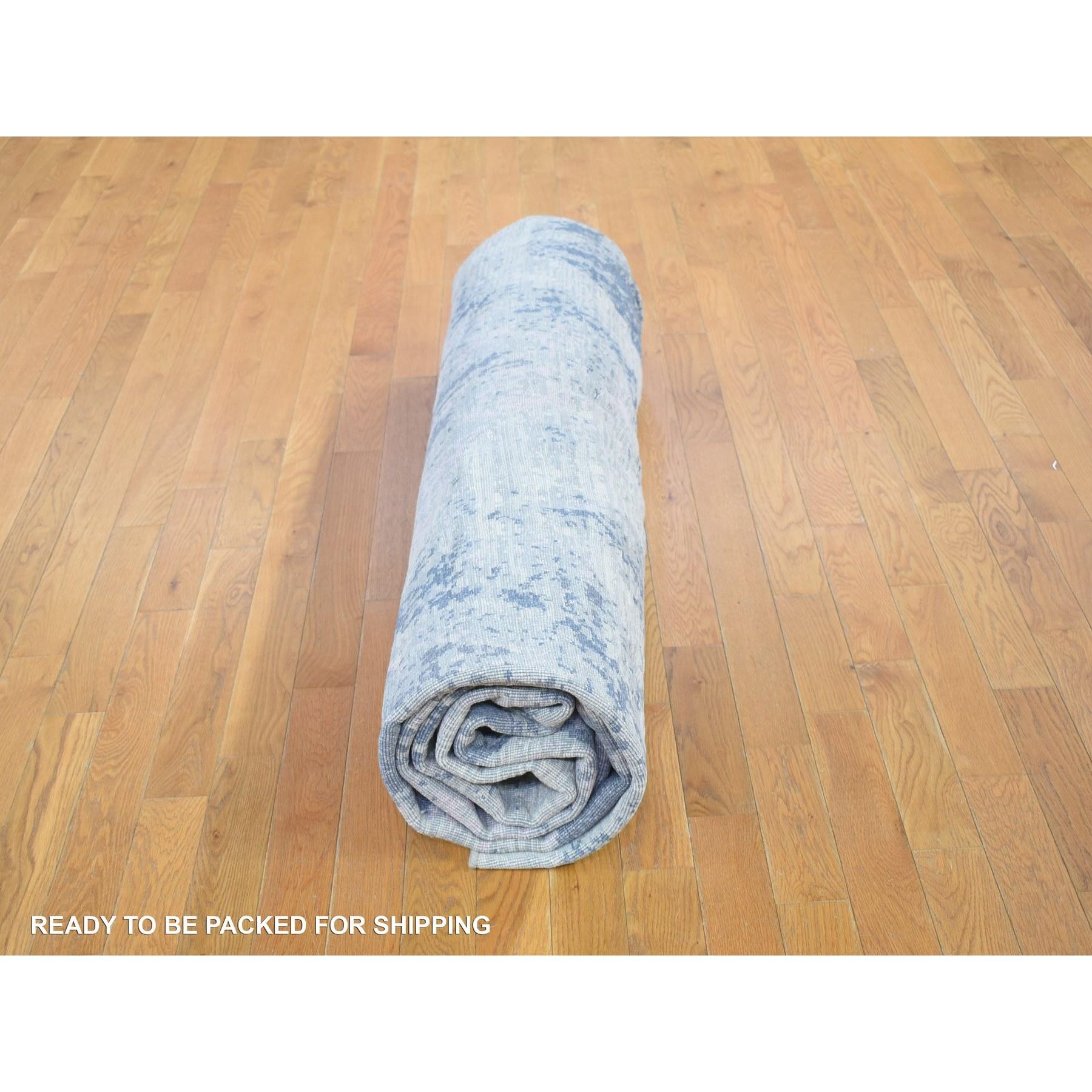 Tapis rond 12'x12' Ivory Large Elements with Pastels Silk with Textured Wool en vente 2