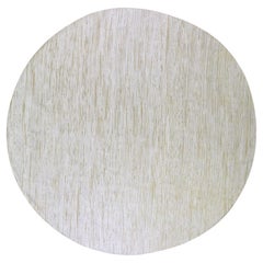 12'x12' Ivory Striae Design Hand Knotted Silk with Wool Round Oriental Rug