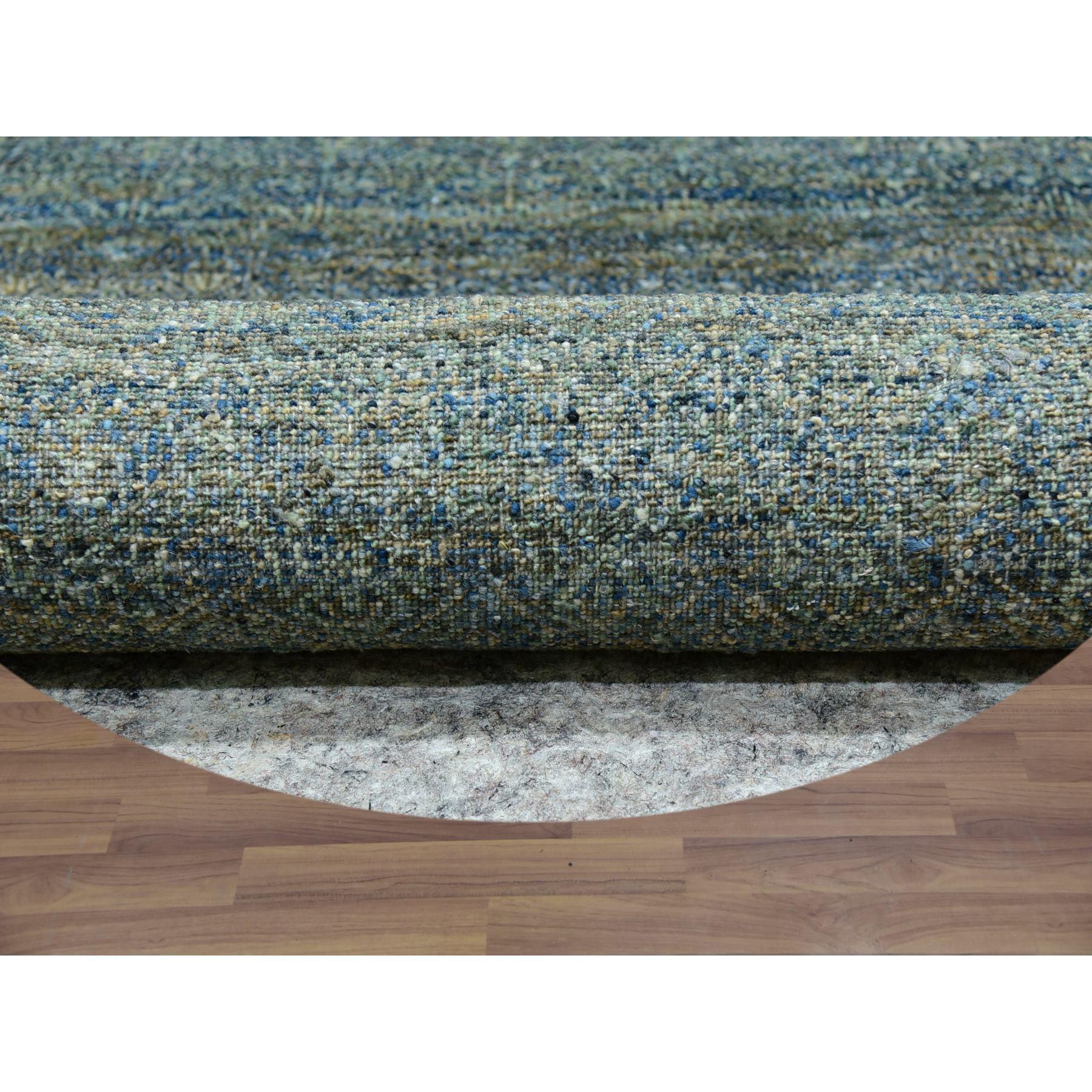 Indien 12'x12' Myrtle Green Laine nouée à la main Kohinoor Herrita Round Tapis d'Orient en vente