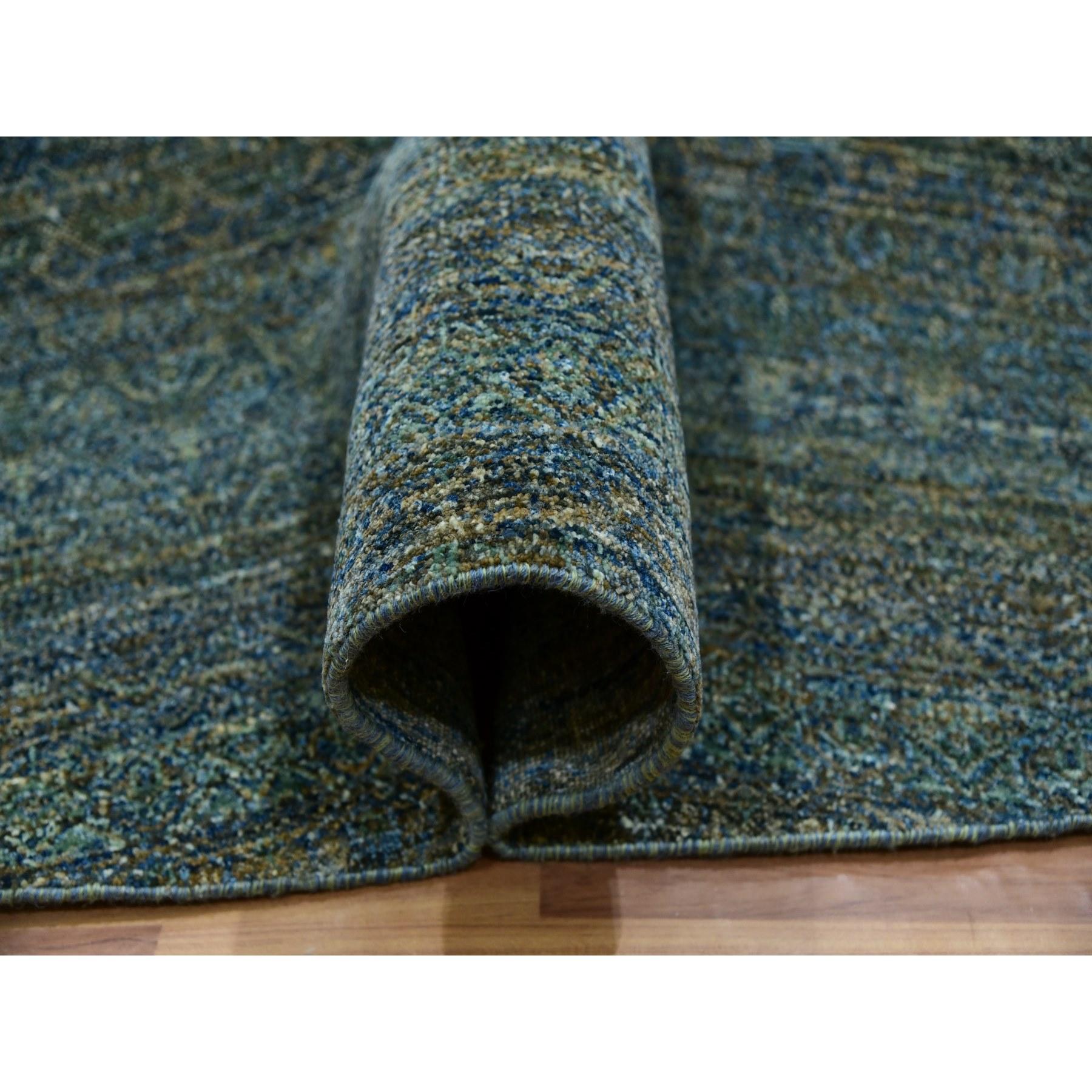 Noué à la main 12'x12' Myrtle Green Laine nouée à la main Kohinoor Herrita Round Tapis d'Orient en vente