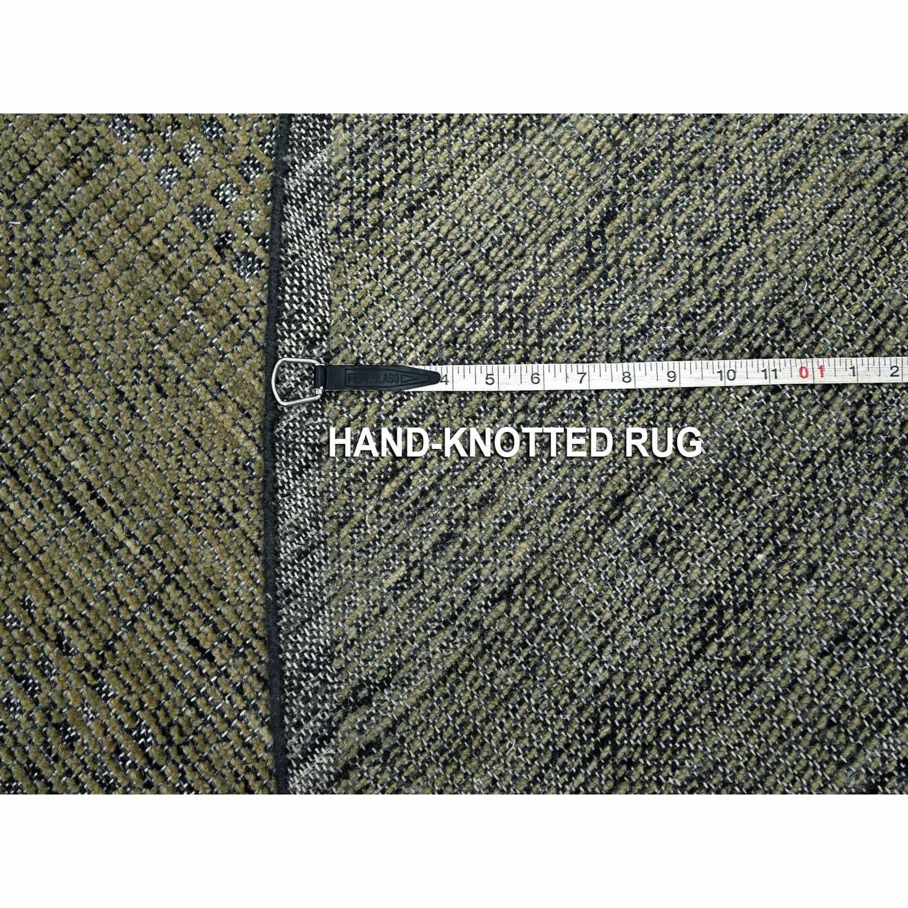12'x12' Peanut Brown Hand Knotted Pure Wool Oxidized Grass Design Round Rug For Sale 4