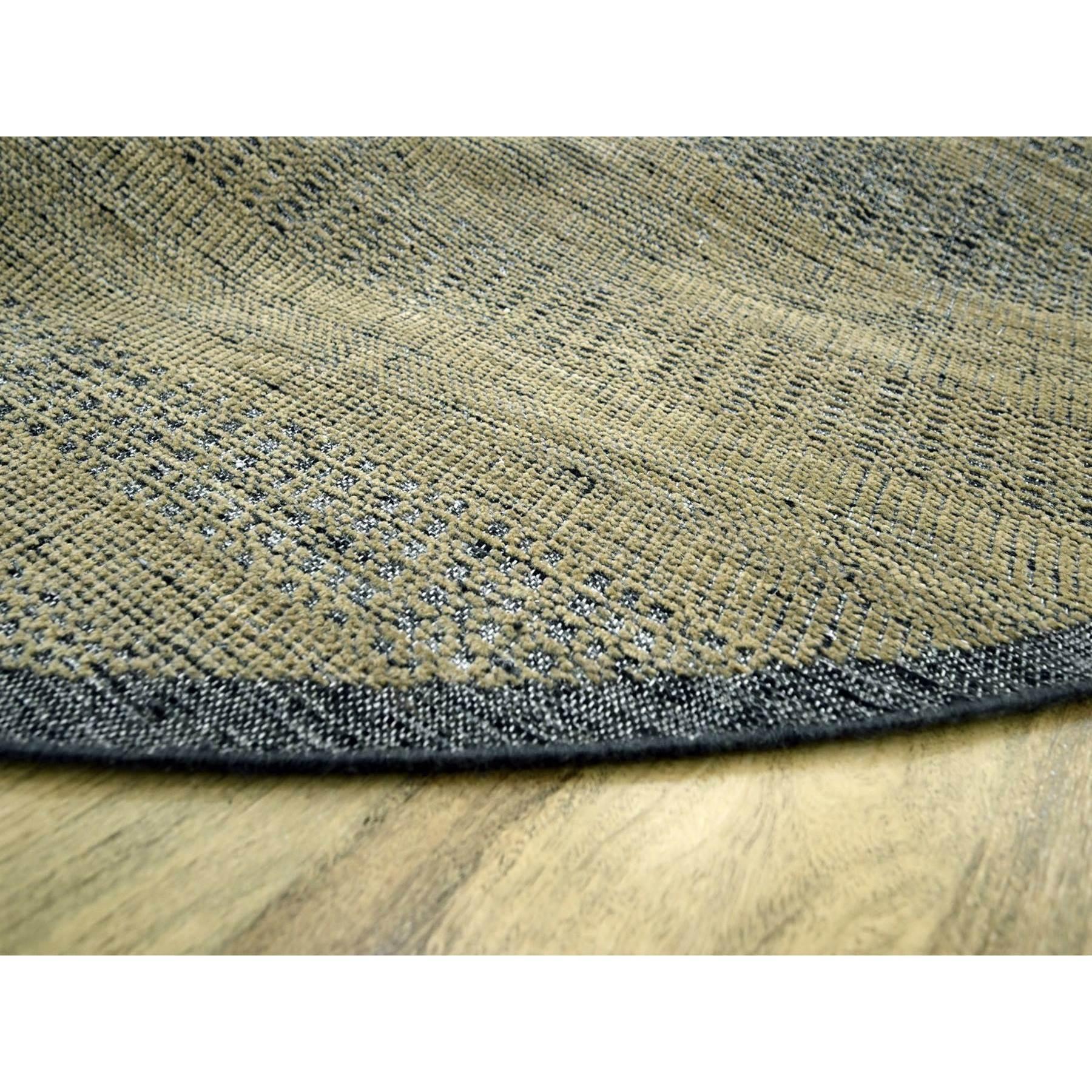12'x12' Peanut Brown Hand Knotted Pure Wool Oxidized Grass Design Round Rug In New Condition For Sale In Carlstadt, NJ