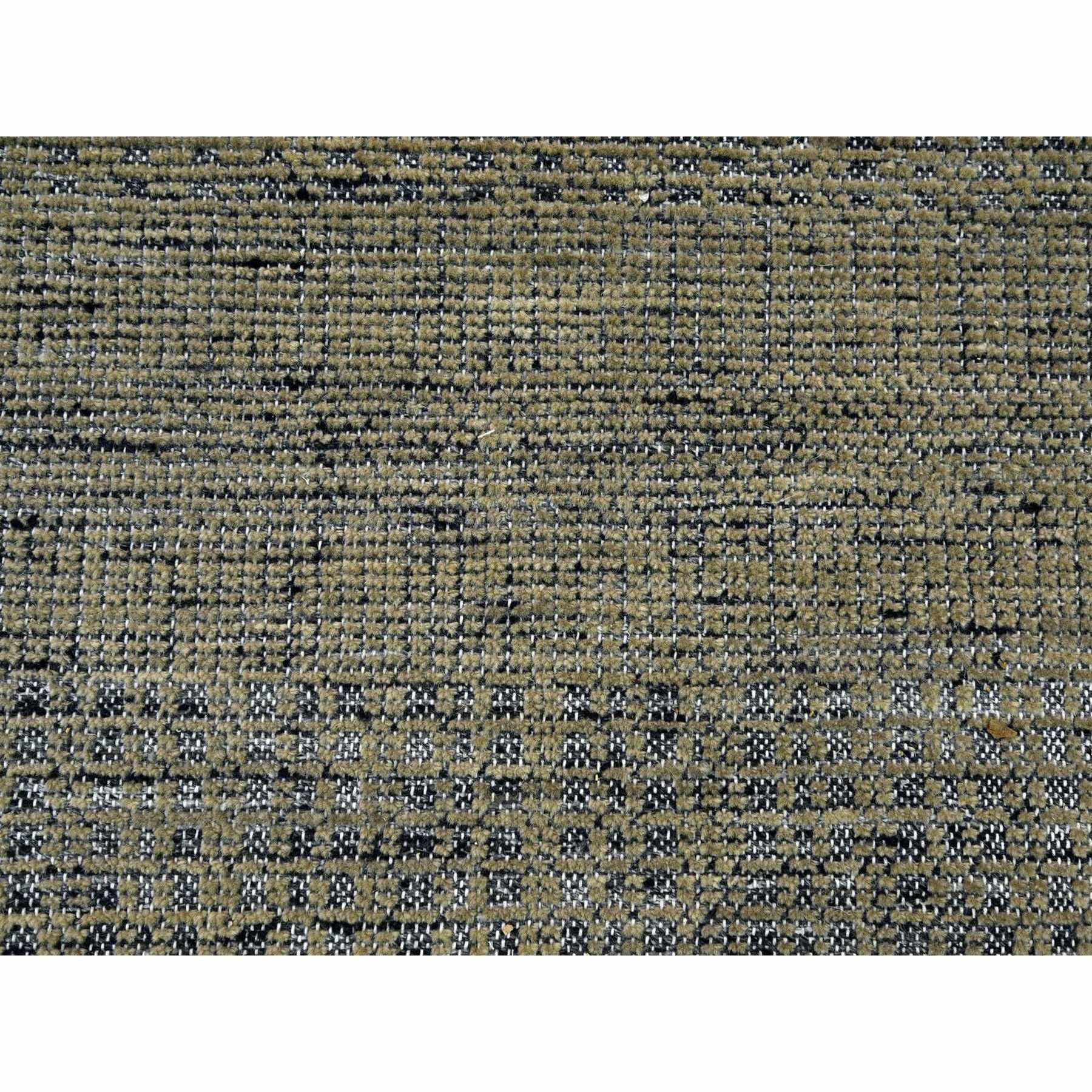 12'x12' Peanut Brown Hand Knotted Pure Wool Oxidized Grass Design Round Rug For Sale 1