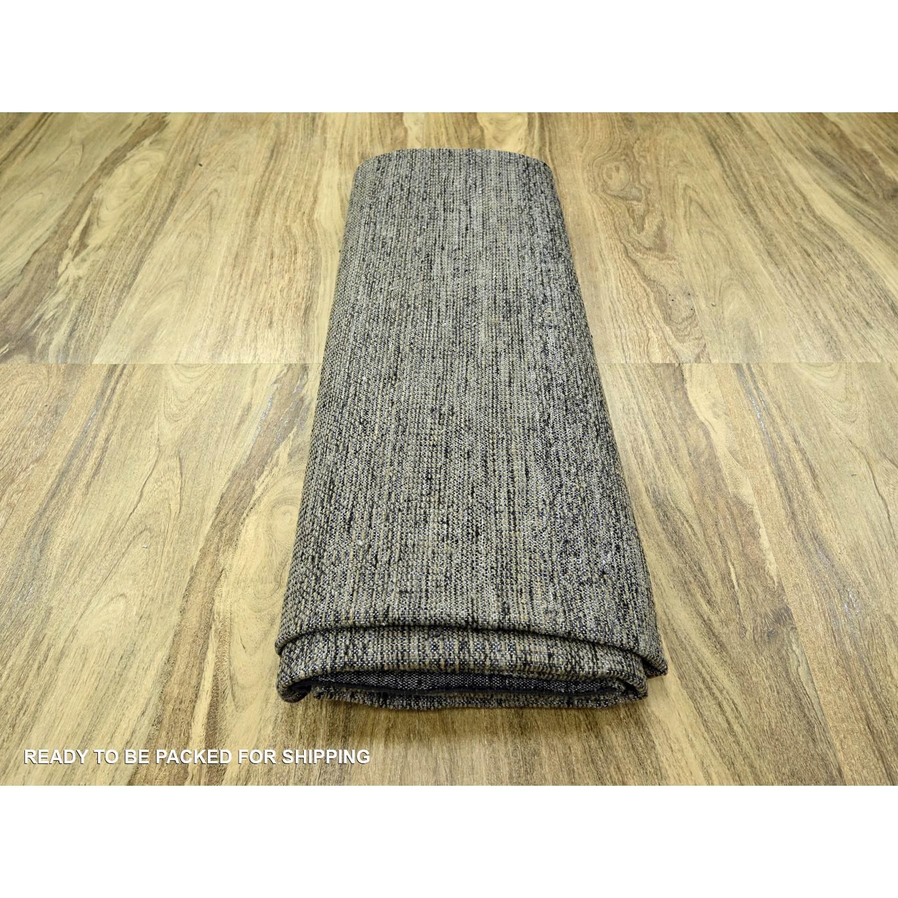 12'x12' Peanut Brown Hand Knotted Pure Wool Oxidized Grass Design Round Rug For Sale 2