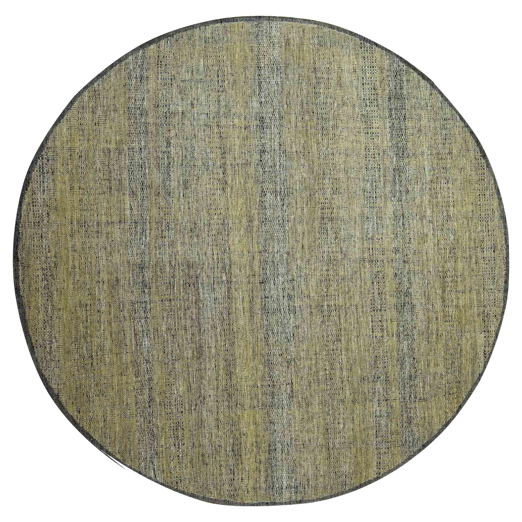 Tapis rond 12'x12' Peanut Brown noué à la main en pure laine Oxidized Grass Design
