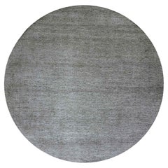 Tappeto rotondo in lana vibrante annodato a mano 12'x12' Pewter Cast Gray Grass Design