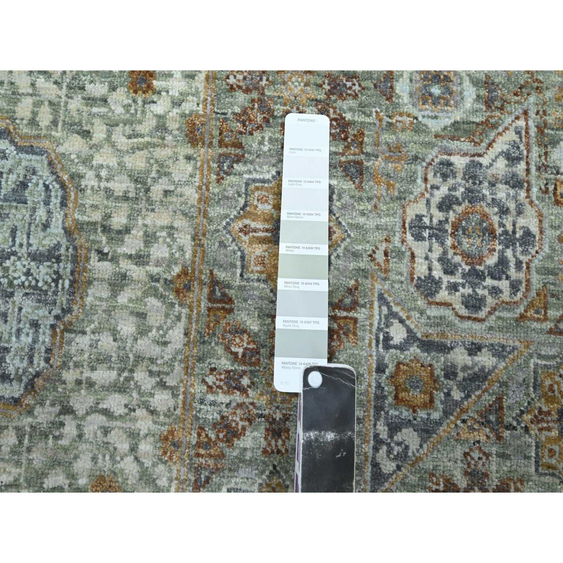 XXI secolo e contemporaneo 12'x12' Greene & Greene Greene Mamluke, Tappeto rotondo annodato a mano in pura lana in vendita