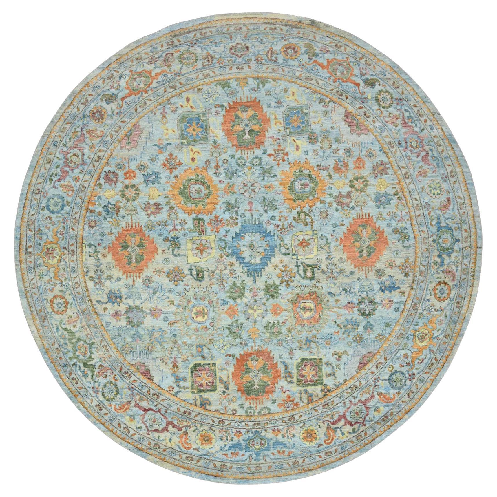 12
x12
 Powder Blue Sultanabad Reimagined Hand Knotted Pure Wool Round Rug