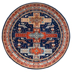 12'x12' Alfombra Oriental Redonda Anudada a Mano de Lana Azul Ralph Lauren