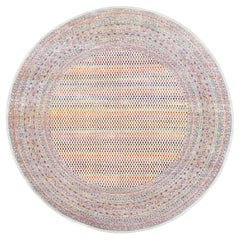 12'x12' Round Colorful Wool And Sari Silk Sarouk Mir Handknotted Rug