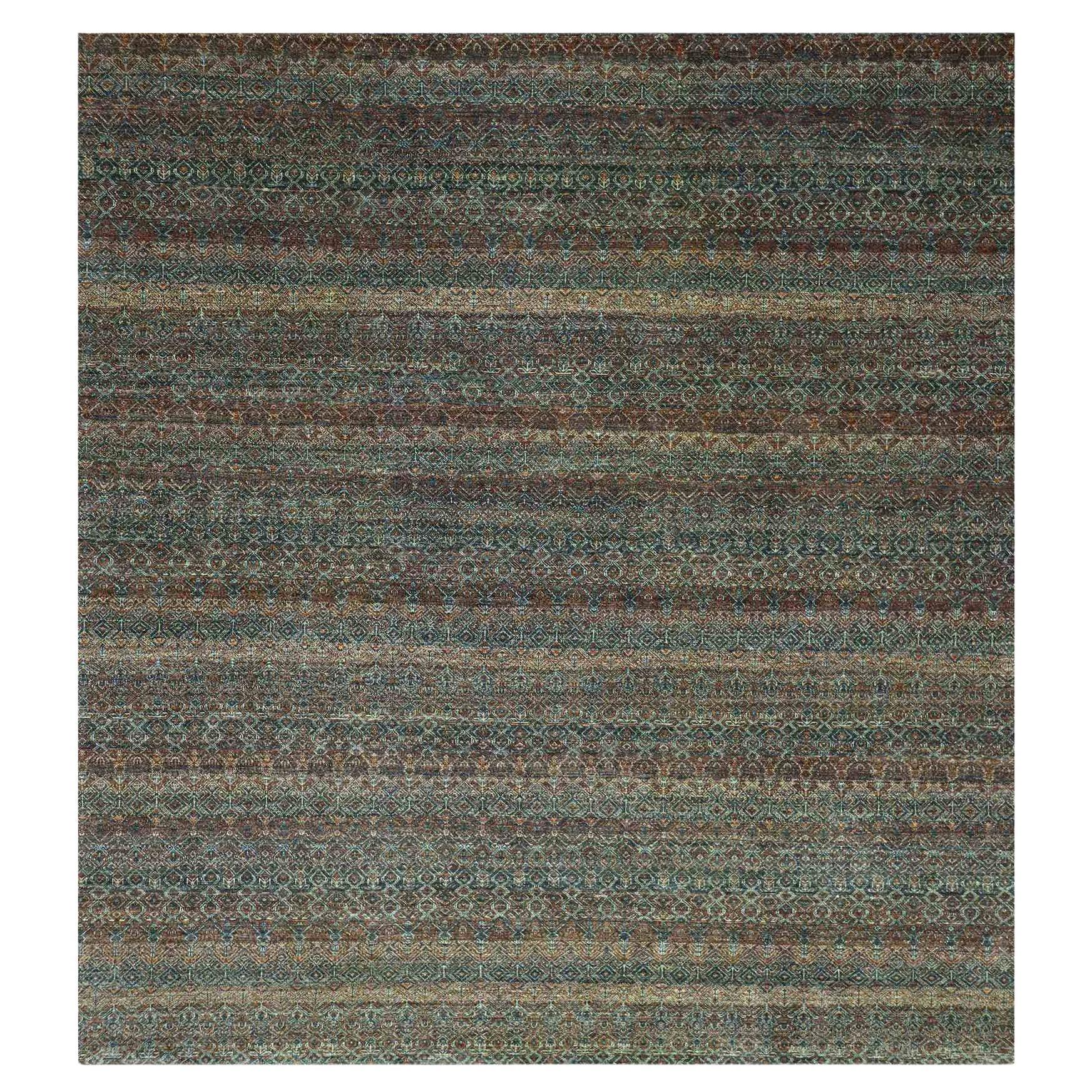 12'x12' Rust Brown, Kohinoor Herat Design, Wool Hand Knotted XL Square Rug