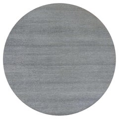 12'x12' Shower Gray Modern Undyed Wool Grass Design Hand Knotted Round Rugs (Tappeto rotondo annodato a mano)