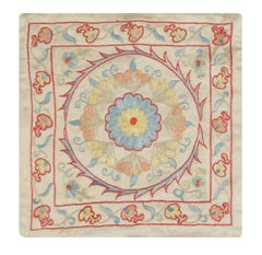 12"x12" Silk Cushion Cover. Traditional Throw Pillow. Embroidered Accent Pillow