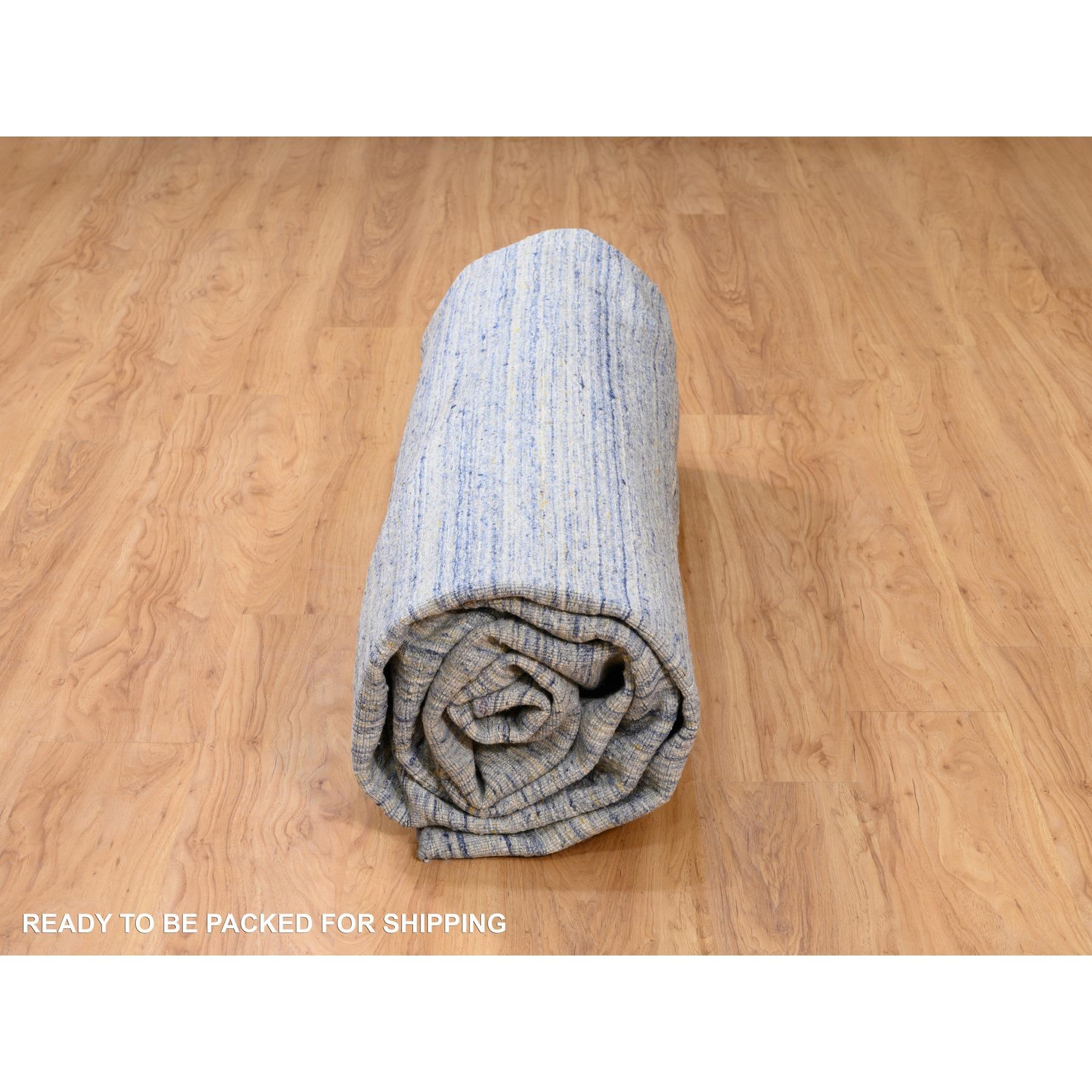 12'x12' Silver-Blue Tapis en laine biologique tissé à la main à motifs texturés variés en vente 2