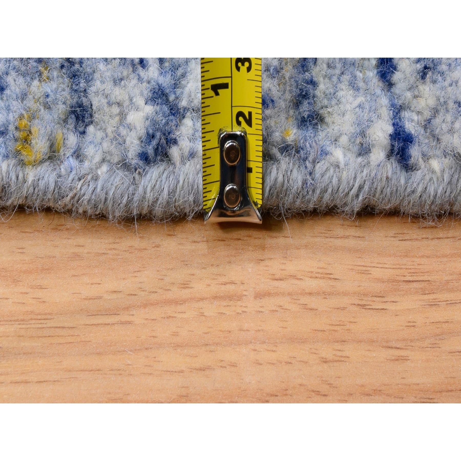 12'x12' Silver-Blue Tapis en laine biologique tissé à la main à motifs texturés variés en vente 3