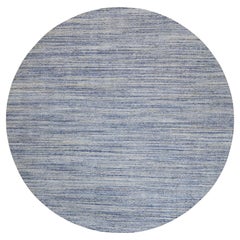12'x12' Silver-Blue Hand Loomed Variegated Textured Design Organic Wool Rug