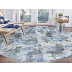 12'x12' THE INTERTWINED PASSAGE, Round Silk With Textured Wool Handknotted Rug