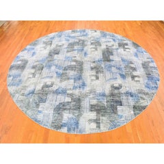 12'x12' THE INTERTWINED PASSAGE, Round Silk With Textured Wool Handknotted Rug