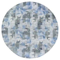 12'x12' THE INTERTWINED PASSAGE, tapis rond en soie avec laine texturée noué à la main