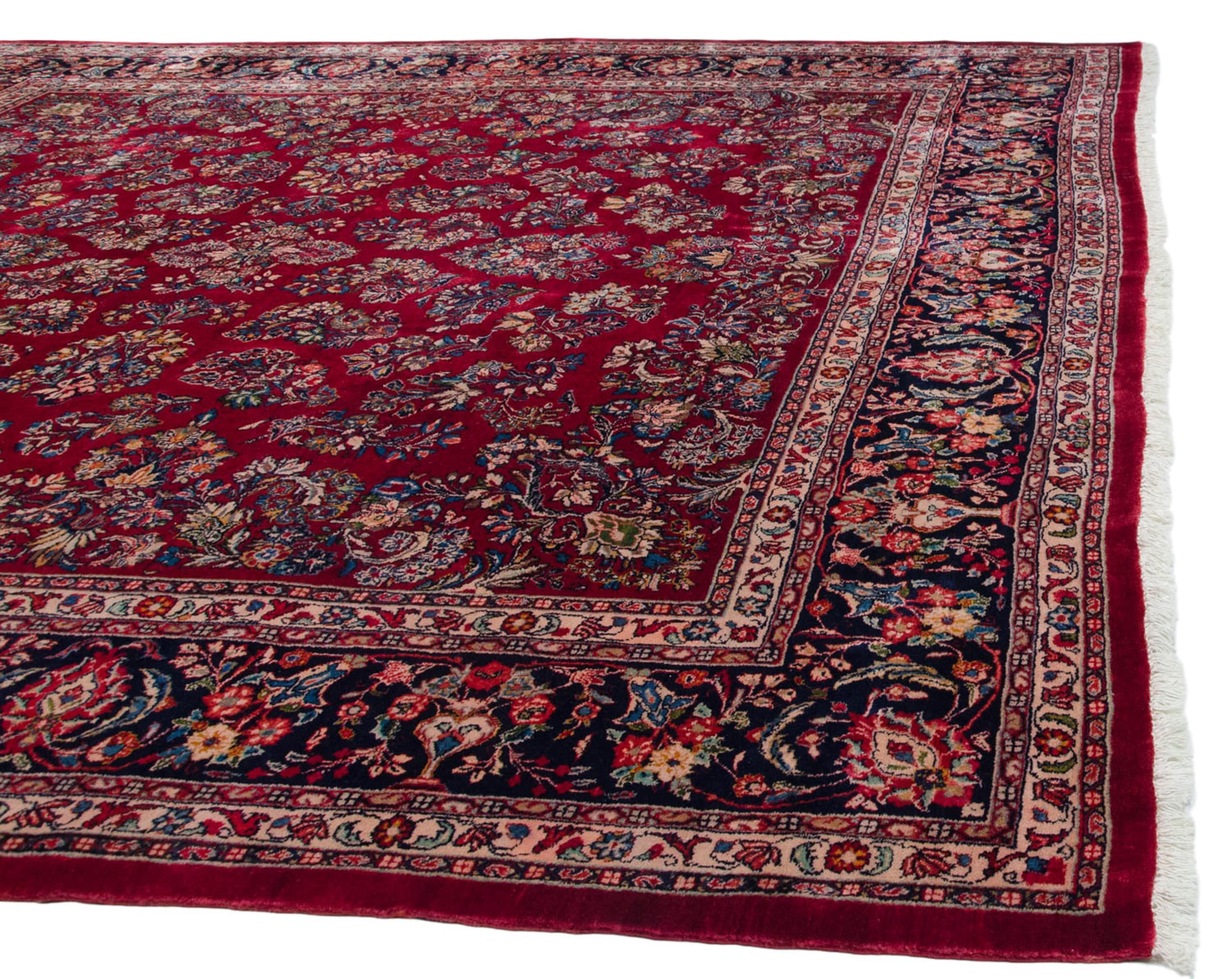 Persian Vintage Fine Sarouk Square Carpet For Sale