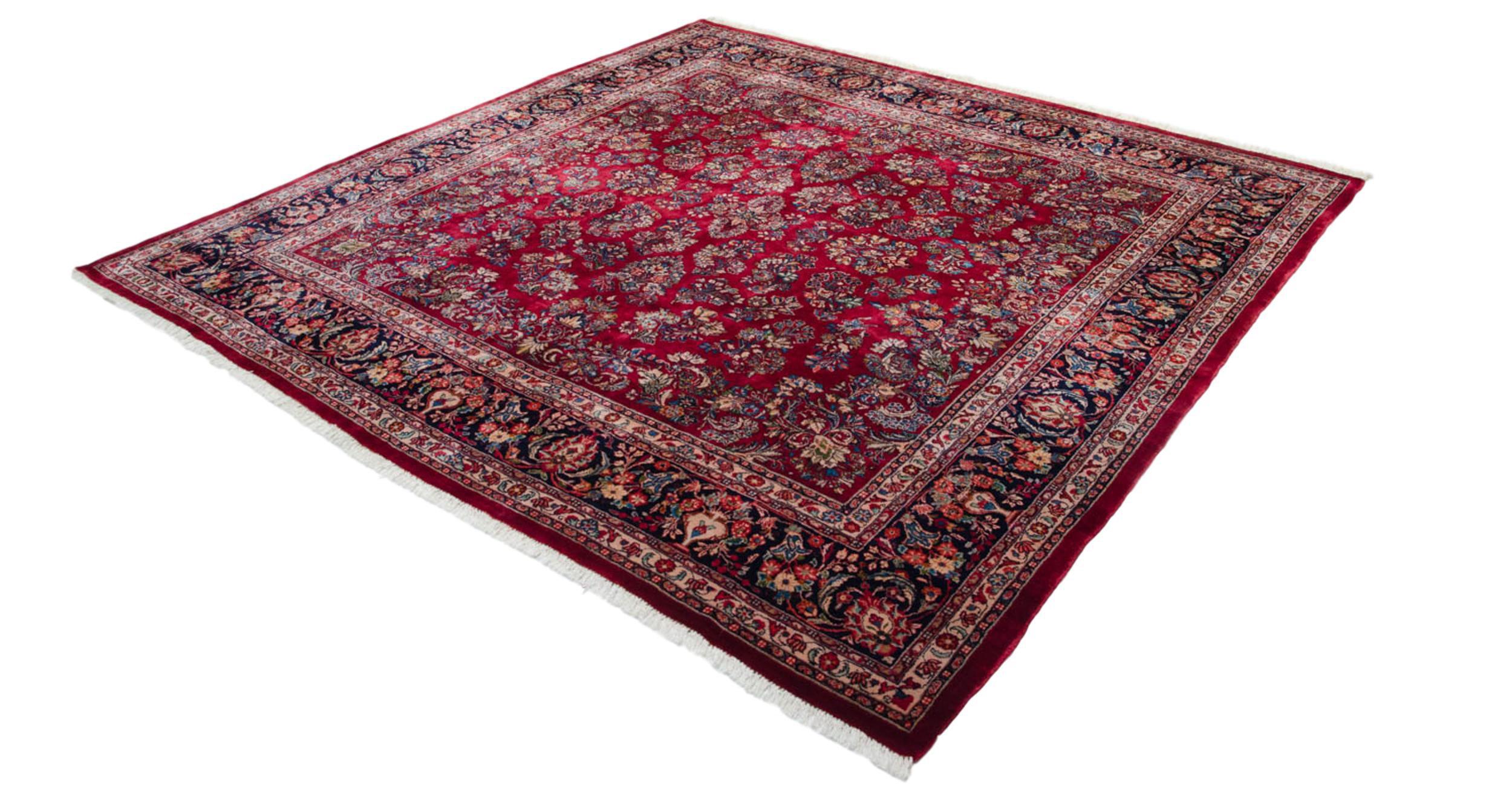 Vintage Fine Sarouk Square Carpet In Excellent Condition For Sale In Katonah, NY