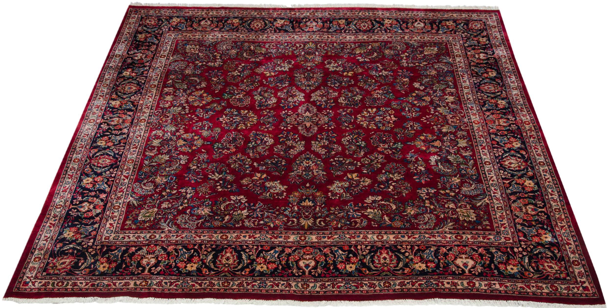 Wool Vintage Fine Sarouk Square Carpet For Sale