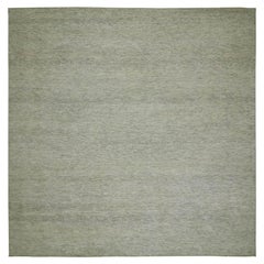 12'x12' Bianco 100% Lana Annodato a mano Moderno Quadrato Erba Disegno Tono su Tono