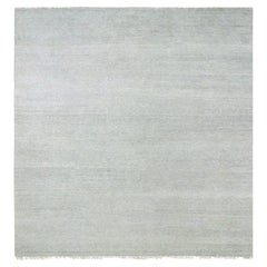 12'x12'4" Olive Gray Grass Design Natural Undyed Wool Hand Knotted Square Rug