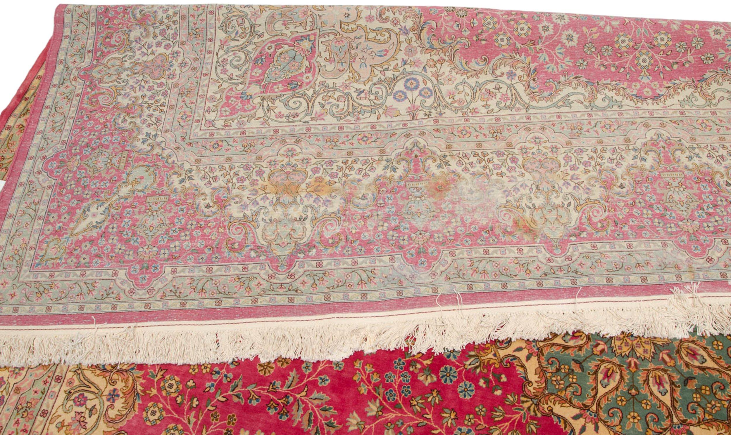 Vintage Bulgarian Kerman Design Square Carpet For Sale 3
