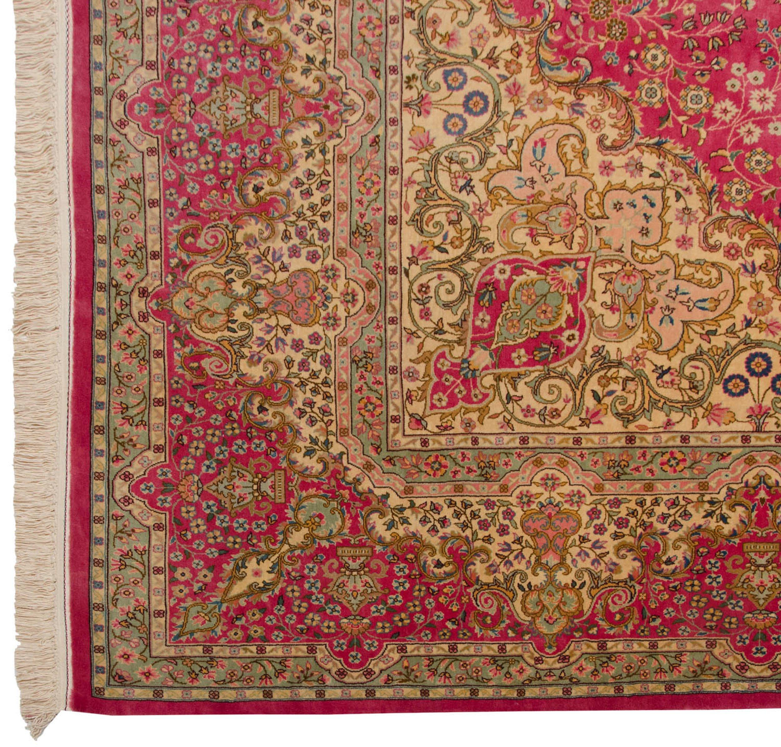 Vintage Bulgarian Kerman Design Square Carpet For Sale 5