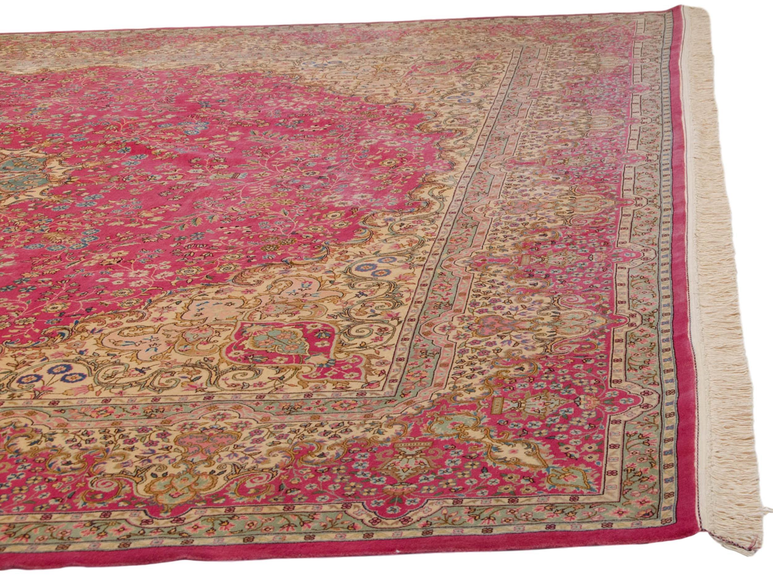 Other Vintage Bulgarian Kerman Design Square Carpet For Sale