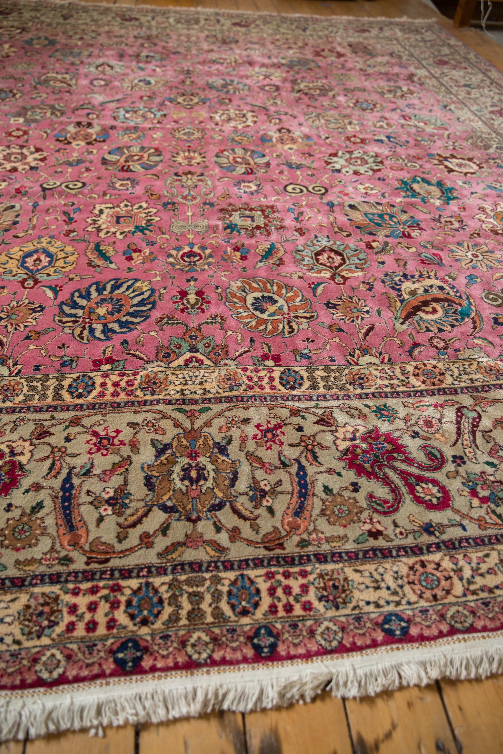 Cotton Vintage Tabriz Square Carpet For Sale