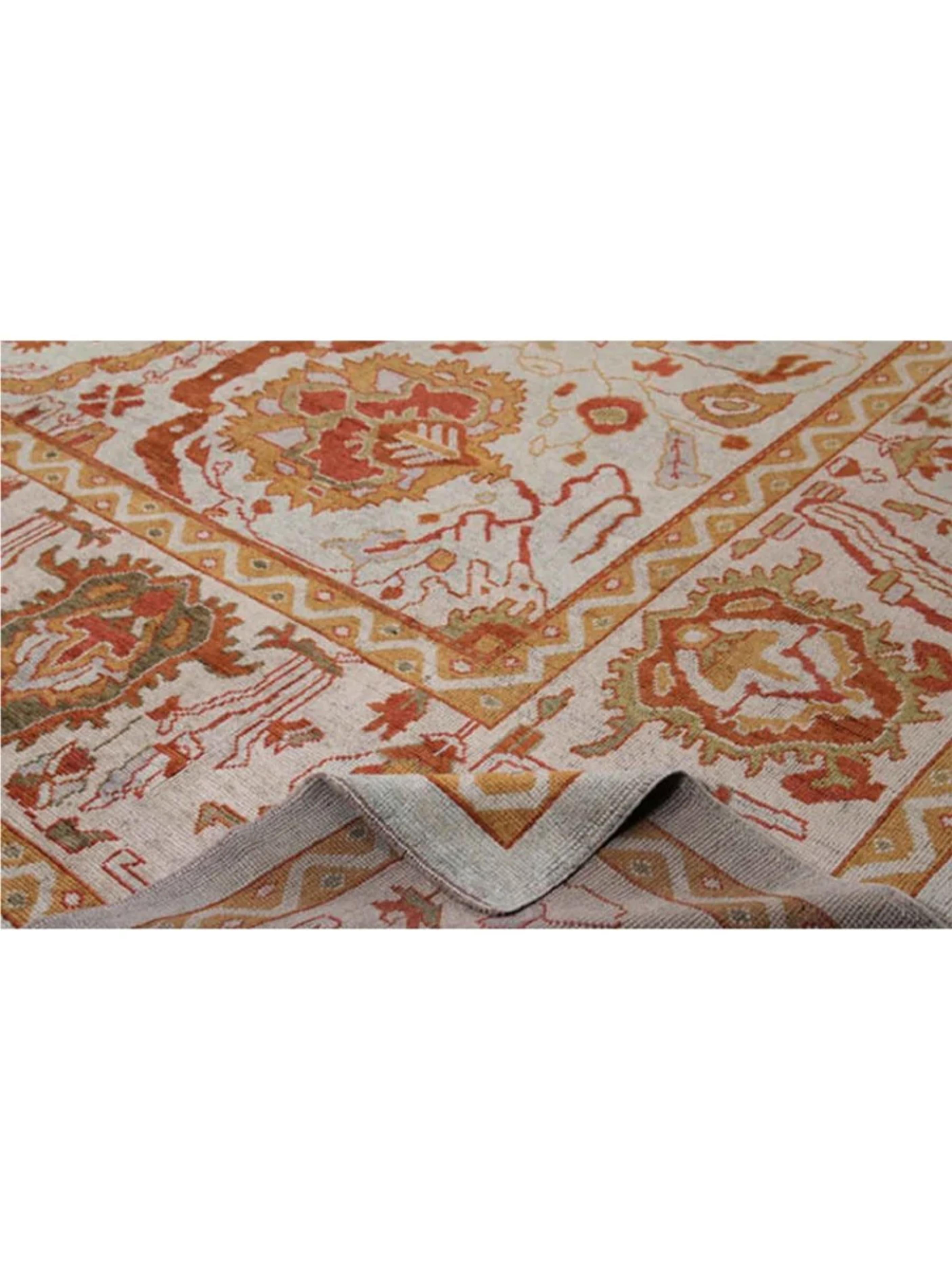 12x14 Handgeknüpfter türkischer Oushak-Teppich (21. Jahrhundert und zeitgenössisch) im Angebot