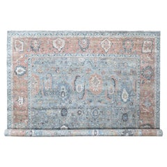 Tapis persan Ziegler Mahal bleu antique noué à la main 12'x14'10"