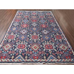 12'x14'10" Charcoal Black Geometric Design Pure Wool Hand Knotted Oversized Rug