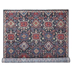 12'x14'10" Charcoal Black Geometric Design Pure Wool Hand Knotted Oversized Rug