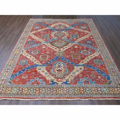 12'x14'10" Coral Red Heriz with All Over Design Wool Hand Knotted Oriental Rug