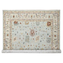 12
x14
10"  Tapis oriental surdimensionné Oushak noué à la main, bleu clair et ivoire