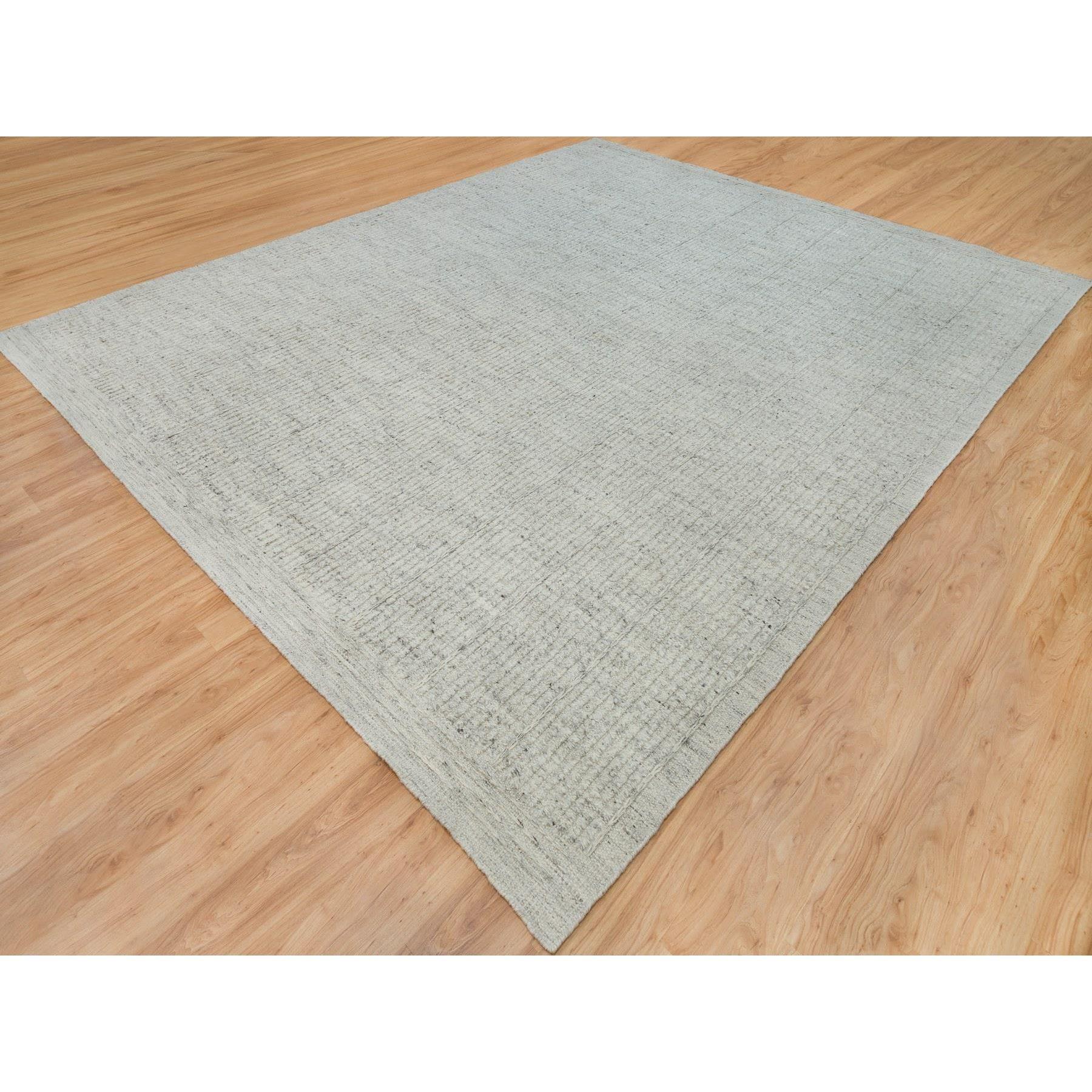 Medievale Tappeto orientale oversize in lana della Collezione Corde grigio platino 12'x14'10